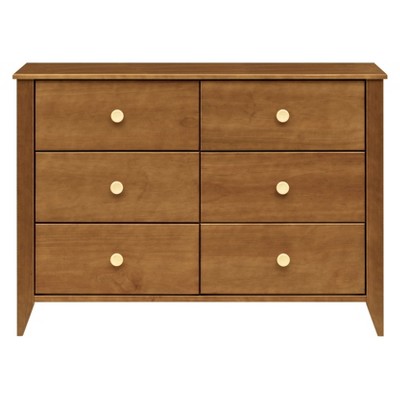 Chestnut and Natural Mid-Century Double Dresser with Ball Bearing Glides