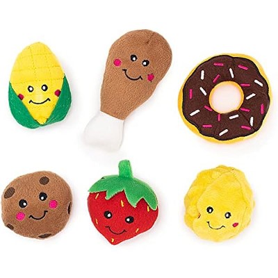 ZippyPaws Burrow Replacement Miniz - Interactive Dog & Puppy Toys,  Squeaky Enrichment - Mixed Food 6 Pack