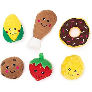 ZippyPaws Burrow Replacement Miniz - Interactive Dog & Puppy Toys,  Squeaky Enrichment - Mixed Food 6 Pack - 1 of 1