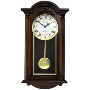 Bedford Clock Collection Noah 22 Inch Chestnut Wood Chiming Pendulum Wall Clock - 1 of 4