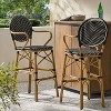 Christopher Knight Home 2pc Vande Wicker and Aluminum Outdoor Patio 29.5" French Barstools Black/White/Bamboo Print Finish - 2 of 4