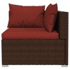 vidaXL 13 Piece Patio Lounge Set with Cushions in Poly Rattan Brown, Modular Sofa with Comfortable Cushions and Glass-Top Coffee Table - 4 of 4