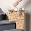 Household Essentials Wicker Stair Basket with Handles: Water Hyacinth, Rectangle, 15.94" H, 14.96" D, 9.44" W, Brown - 2 of 4