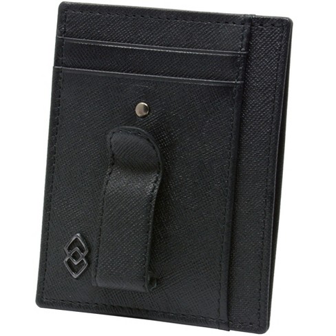 Alpine Swiss Double Diamond Mens RFID Money Clip Front Pocket Wallet Crosshatch Black