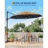 TackView 10Ft Patio Cantilever Umbrella with Solar LED Lights, 8 Ribs Offset Market Umbrella, 360-Degree Rotation, with Cross Base for Backyard - 2 of 4
