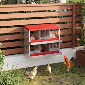 Chicken Nesting Box, 8 Holes Nesting Boxes with Bracket Legs, Easy Egg Collection, Easy Cleaning, Chicken Laying Boxes for Chicken Coop Hens, Red - 1 of 4
