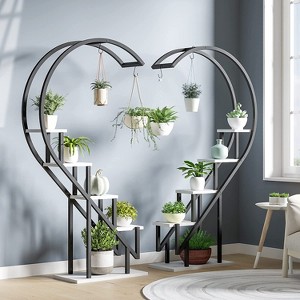 Erommy 5 Tier Plant Stand Indoor Heart Shape Plant Shelf with Hanging Hook Multiple Planter Display for Home Decor Living Room Balcony