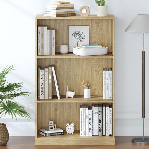 [48.5-inch | Practical]4-Tier Doorless Wood Grain Storage Shelf (Matte Black + Heavy-Duty Storage) - 1 of 4