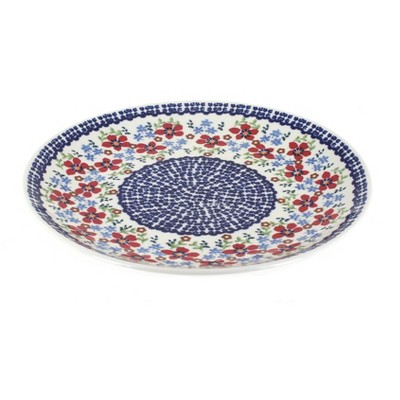 Blue Rose Polish Pottery Red Poppy Dinner Plate