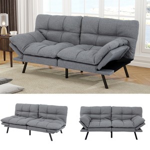 MUUEGM 71" Memory Foam Futon Sofa Bed| Convertible Sleeper Sofa with 3-Position Adjustable Backrest and 4-Position Armrest - 1 of 4