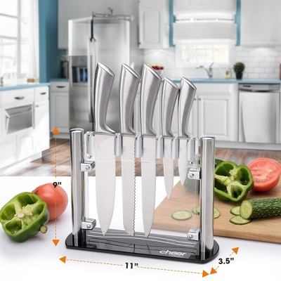 Cheer Collection Cheer Collection 6 Piece Stainless Steel Knife Block Set