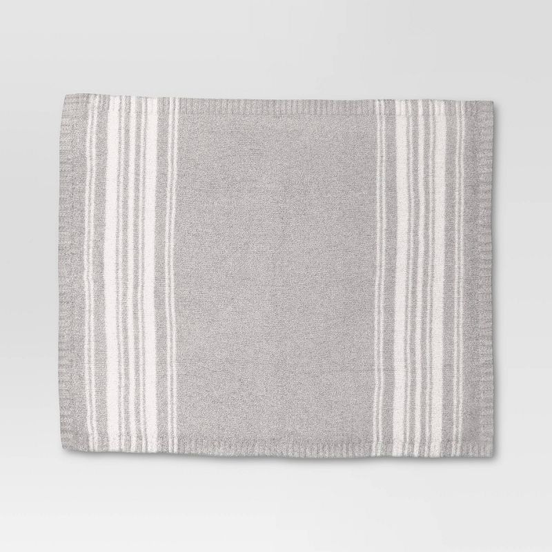 Cozy Feathery Knit Border Striped Throw Blanket - Threshold™, 4 of 7