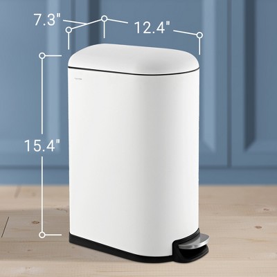 White Stainless Steel Fingerprint Resistant Step Trash Can
