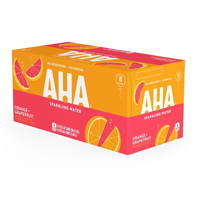 AHA Orange + Grapefruit Sparkling Water - 8pk/12 fl oz Cans, 4 of 11