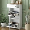 Wood Grain Pattern Top Shoe Cabinet With 2 Flip Drawers And Drawer,Freestanding Shoe Rack With Adjustable Panel,Entryway Shoe Cabinet-Cuddlewood - 2 of 4