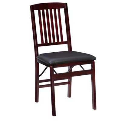 Espresso Finish Mission Back Faux Leather Folding Chair Set