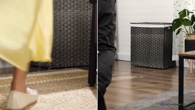 Natural Wicker Rectangular Laundry Hamper with Lid and Liner