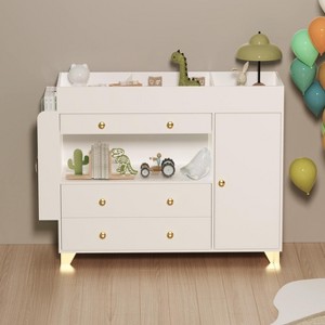 GDFStudio Arla Modern Multi-Functional Dresser with 3 Drawers, 1 Door and Shelves - 1 of 4