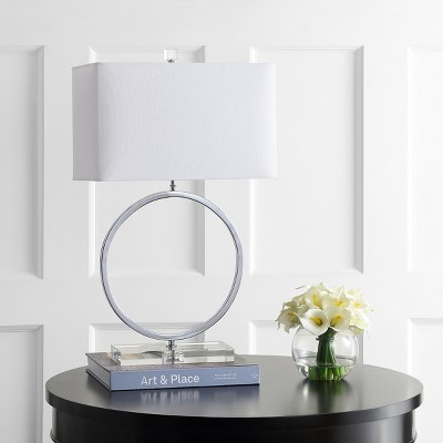 Phoenix 26" Chrome and White Cotton Table Lamp Set