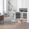 Costway 30" Configurable Folding Free Standing 4 Panel Wood Pet Dog Safety Fence w/ Gate - 3 of 4