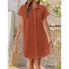 Womens Summer Casual Button Down Short Sleeve Shirt Dress V Neck Linen Loose Tunic Mini Dresses - 3 of 3
