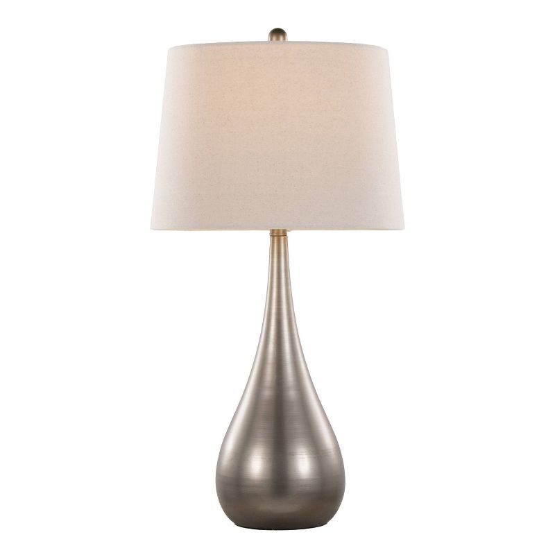 LumiSource (Set of 2) Pebble 29&#34; Contemporary Metal Table Lamps Aged Pewter with Natural Linen Shade from Grandview Gallery, 3 of 8