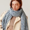 Anna-Kaci Women's Houndstooth Scarf with Soft Cozy Fabric Classic Black and White Check and Fringe Trim - 3 of 3
