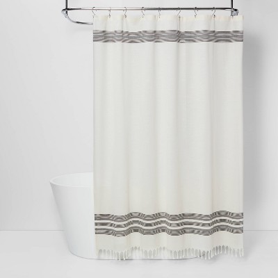 Macramé Fringe Shower Curtain Cream - Threshold™ : Target