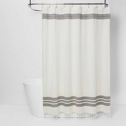 Details about   Threshold Black Ebony Stripe Arrow Fabric Shower Curtain ~ Cream Off White 