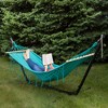 Northlight Hammock with Netted Fringe and Wooden Bars - 100" x 41" - Teal Green - 2 of 4
