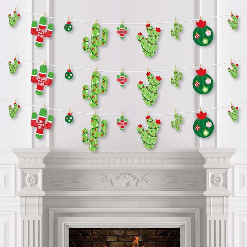 Big Dot of Happiness Merry Cactus - Christmas Cactus Party DIY Decorations - Clothespin Garland Banner - 44 Pc, 3 of 8