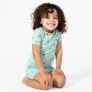 Bellabu Bear Fishing Bamboo Kids Pajama Short Set - 1 of 4