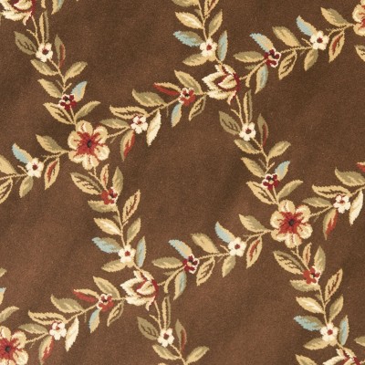 Lyndhurst Brown Round Floral Synthetic Area Rug