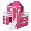NicBex Twin Size Solid Wood House Loft Bed with Slide & Colorful Tent & Tower Design,Modern Bed Frame for Kids Room,Bedroom - 4 of 4