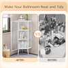 QingMoon Corner Cabinet, Floor Storage Cabinet, Narrow Organizer with Fluted Glass Door and Shelves for Bathroom and Laundry Room - 4 of 4