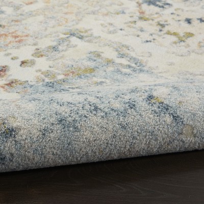 Ivory Abstract Hand-Knotted Soft Synthetic Area Rug 6'6" x 9'6"