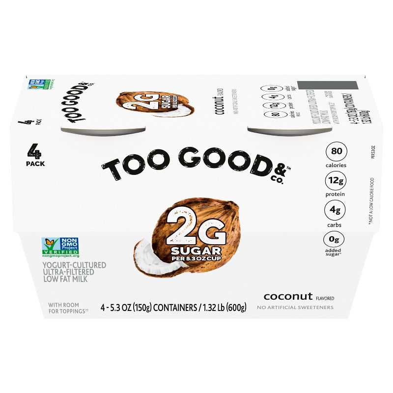 Two Good Low Fat Lower Sugar Coconut Greek Yogurt - 4ct/5.3oz Cups, 1 of 15