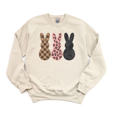 Simply Sage Market Women's Graphic Sweatshirt Triple Bling Bunnies  - M - Dust