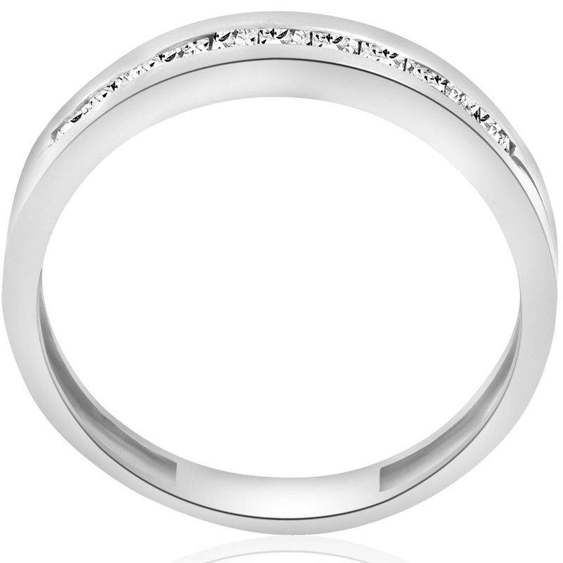 Pompeii3 3/8ct Mens Princess Cut Diamond Polished Wedding Ring 14K White Gold, 3 of 6