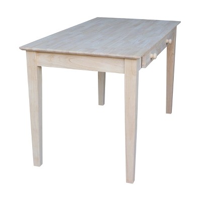 Natural Wood Rectangular Desk with Flip Down Drawer