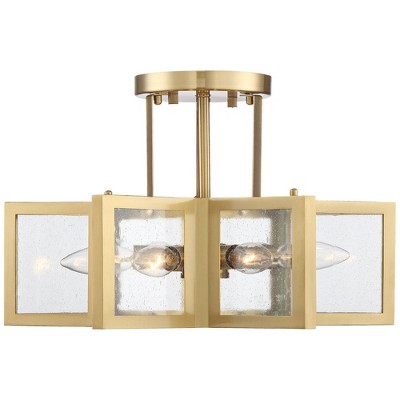 Modern Brass and Glass Star Semi-Flush Mount Ceiling Light