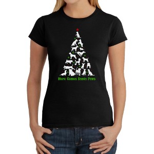 LA Pop Art Here Comes Santa Paws - Women's Word Art T-Shirt - 1 of 4
