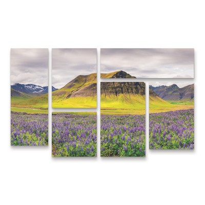 Trademark Fine Art Michael Blanchette Photography Lupines and Mountains Panorama 3 Piece Panel Set Art