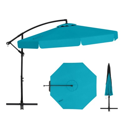 Tangkula 10FT Offset Hanging Umbrella Patio Cantilever Umbrella w/ Easy Tilt Adjustment
