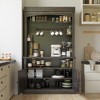 Coffee Bar Cabinet with LED Lights 72" Tall Buffet Cabinet with Storage Farmhouse Kitchen Sideboard Tall Coffee Hutch - 4 of 4