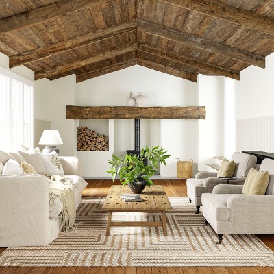 Ivory and Beige Braided Cotton Rectangular 8' x 10' Area Rug