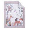 Little Love by NoJo Woodland Meadow Taupe, Sage and White, Fox, Deer, and Hedgehog 3 Piece Nursery Mini Crib Bedding Set - 2 of 4