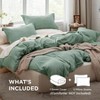 Sage Green Queen Duvet Cover Set, 3 Pieces, Prewashed Cotton - Like, 90x90 Inch with Zipper, 2 Pillow Shams - 2 of 4