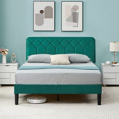 VECELO Bed Frame Premium Upholstered Platform with Height Adjustable Headboard