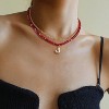 Summit Adventure 14K Gold Beaded Initial Necklace – Boho Bubble Letter Pendant, Colorful Stone Choker Gift - 3 of 4